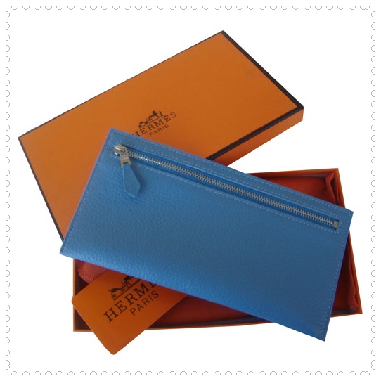 Hermes Zip Wallet Blue